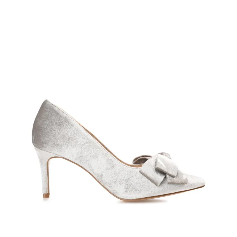 CRYSTOL STILETTO PUMP HEELS IN VELVET - Grey sold by Journee Collection