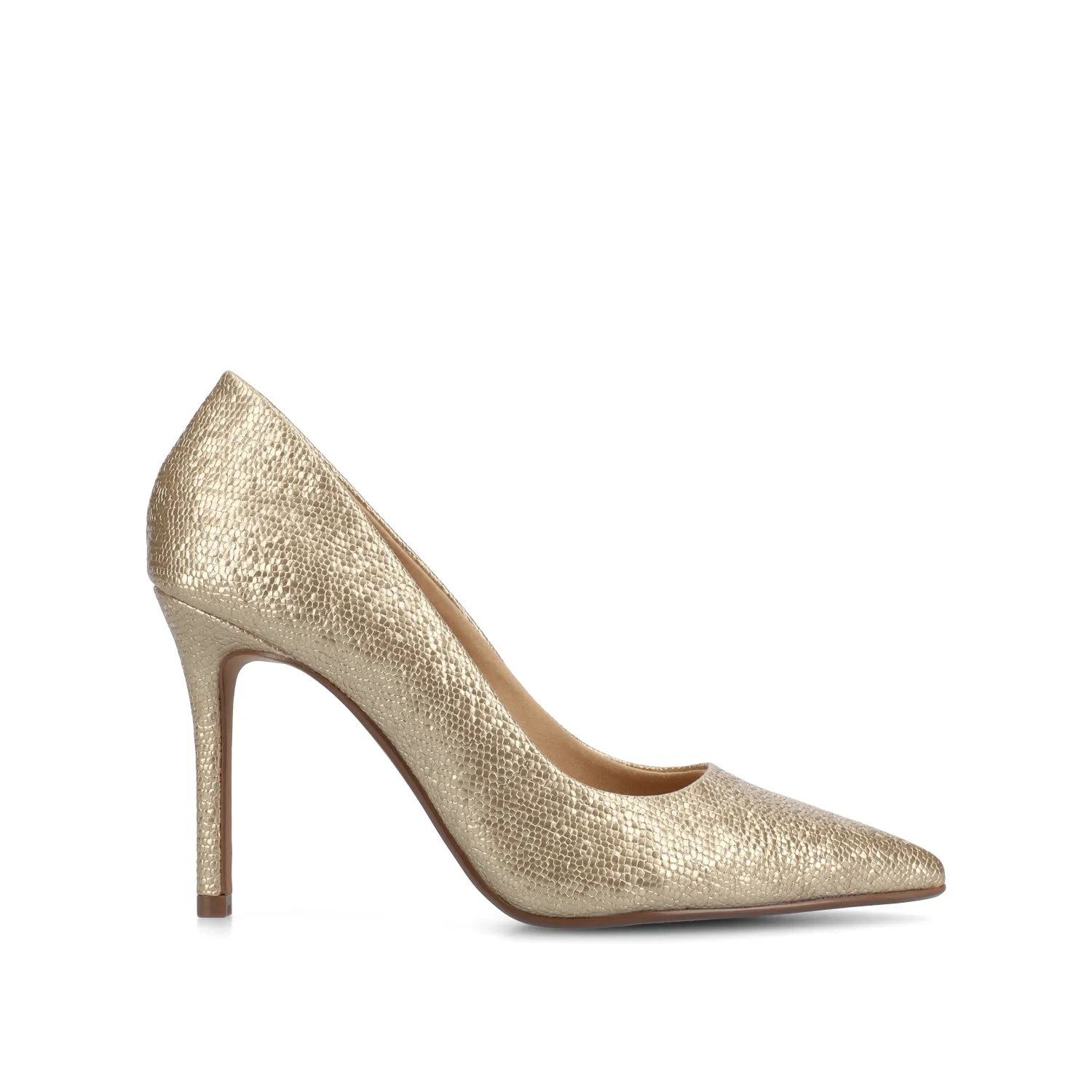 VENUS STILETTO DRESS PUMP HEELS - Patent Gold sold by Journee Collection