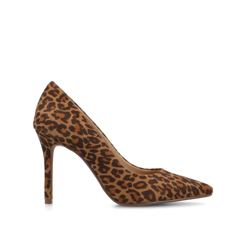 VENUS STATEMENT STILETTO DRESS PUMP HEELS - Leopard/Camel made by Journee Collection