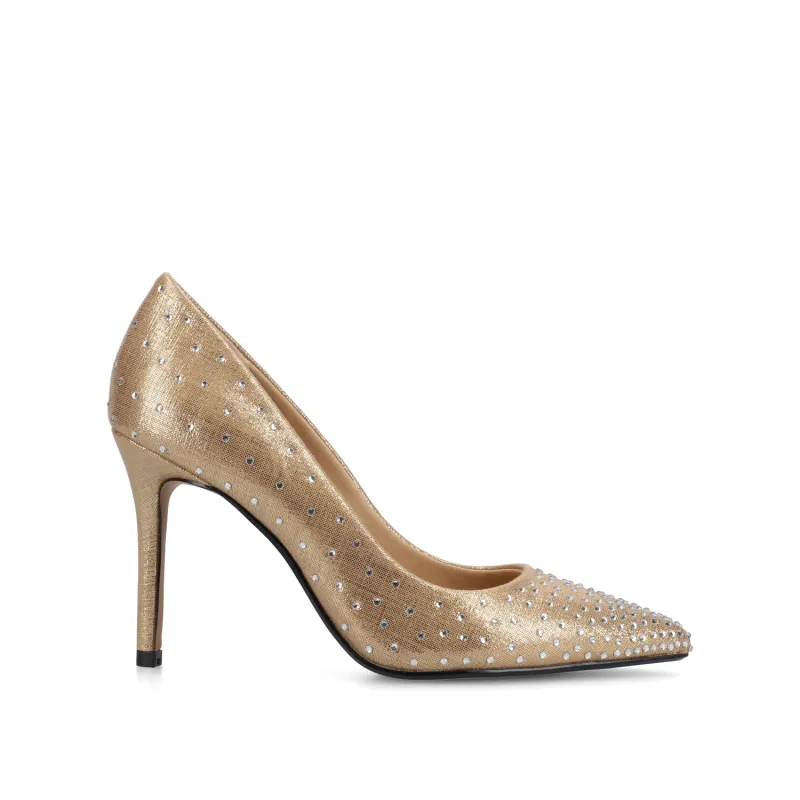 VENUS STATEMENT STILETTO DRESS PUMP HEELS - Gold made by Journee Collection
