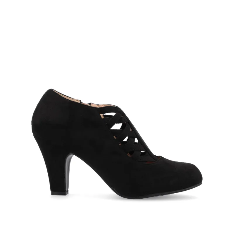 PIPER CONE HEELED BOOTIES IN FAUX SUEDE - Black made by Journee Collection