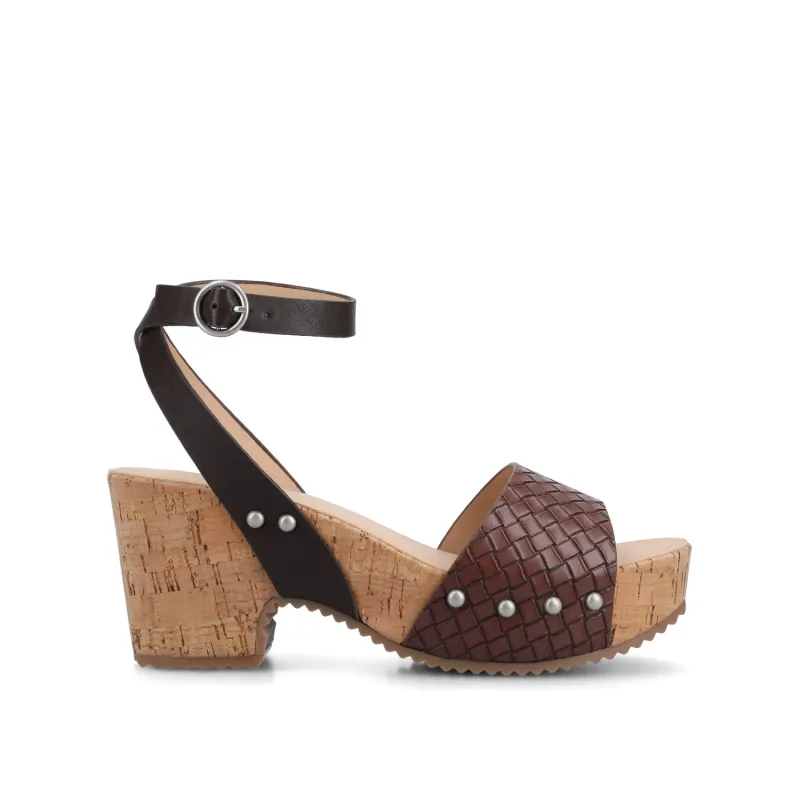 VANESSA PLATFORM CLOG SANDALS - Chocolate Woven made by Journee Collection