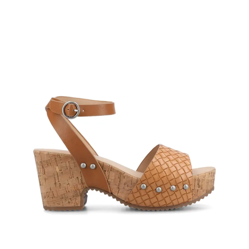 VANESSA PLATFORM CLOG SANDALS - Tan Woven made by Journee Collection