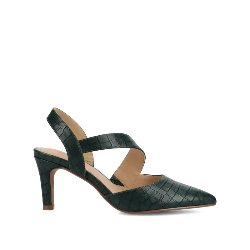 SCARLETT STILETTO HEELS IN CROCO - Green Croc sold by Journee Collection