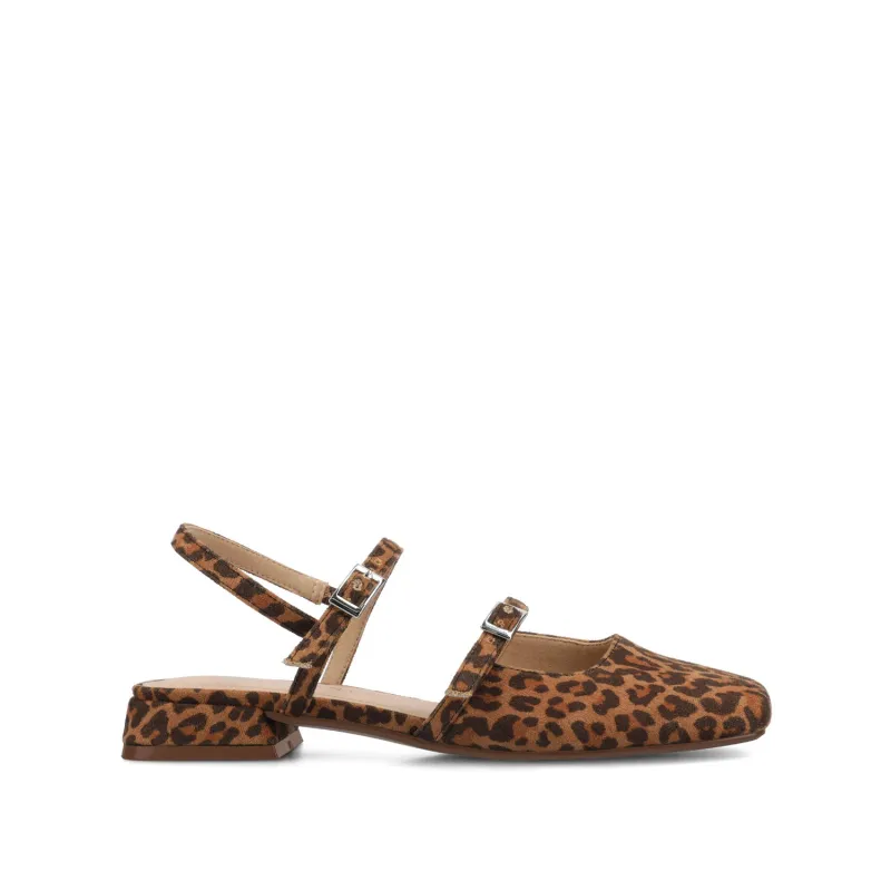 GRETCHENN HEELED FLATS IN VEGAN LEATHER IN WIDE - Leopard/Camel sold by Journee Collection