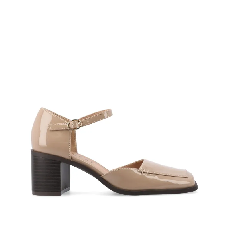 EVANGELINE BLOCK D'ORSAY HEELS IN PATENT - Patent Taupe sold by Journee Collection