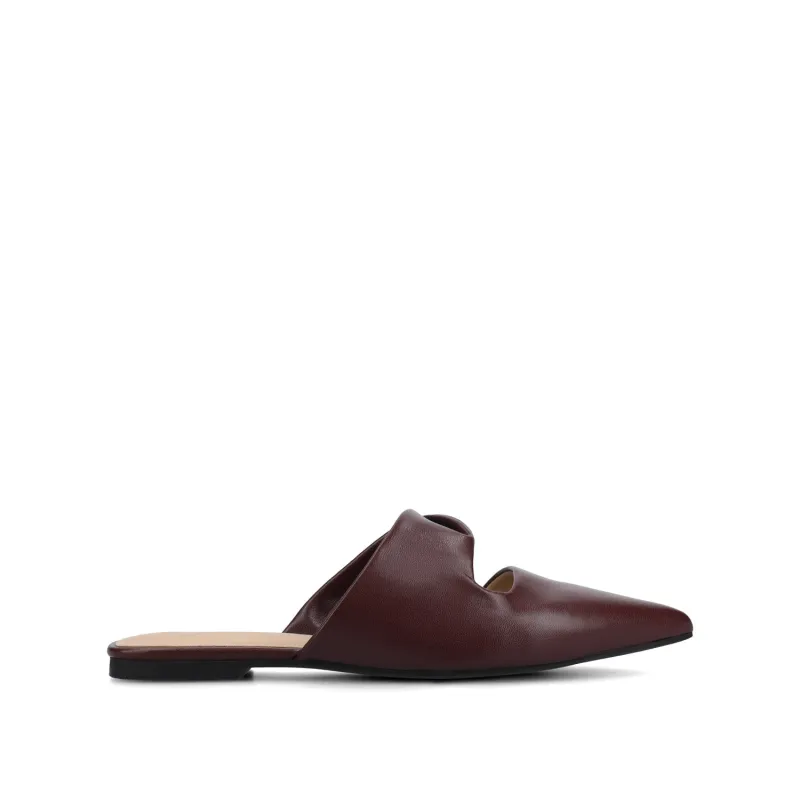 ENNISS MULE FLATS IN VEGAN LEATHER - Oxblood Nubuck sold by Journee Collection
