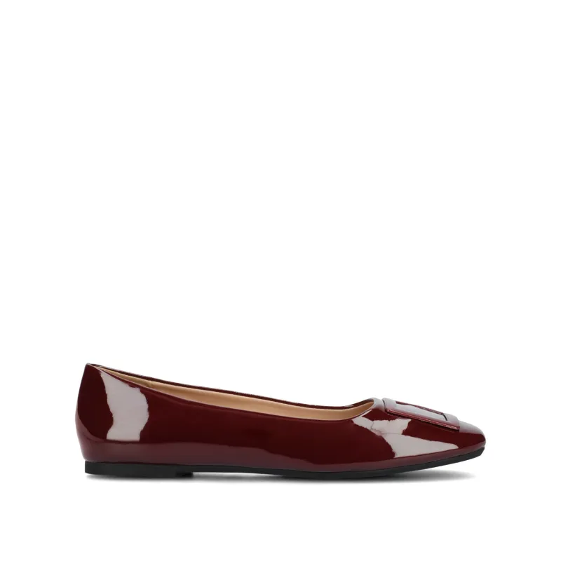 ZIMIA SQUARE TOE FLATS IN VEGAN LEATHER - Oxblood Nubuck sold by Journee Collection