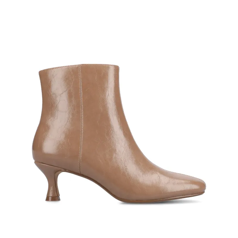 KELSSA POINTED TOE BOOTIES IN VEGAN LEATHER - Taupe Patent sold by Journee Collection