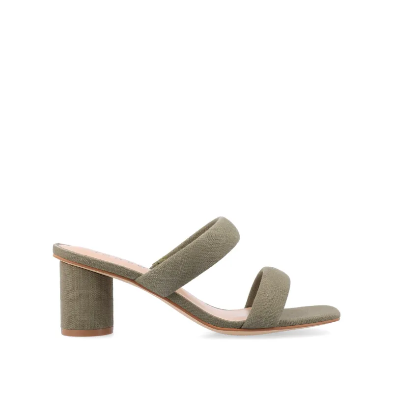 ANIKO BLOCK HEEL MULES IN FABRIC - Green Fabric sold by Journee Collection