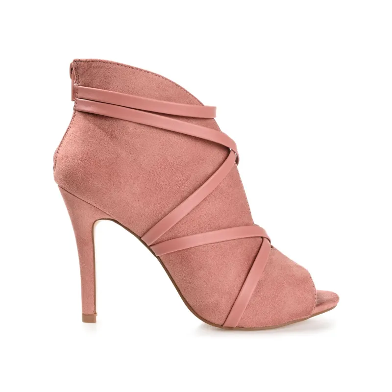 SAMARA STILETTO HEELED BOOTIES IN FAUX SUEDE - Blush sold by Journee Collection