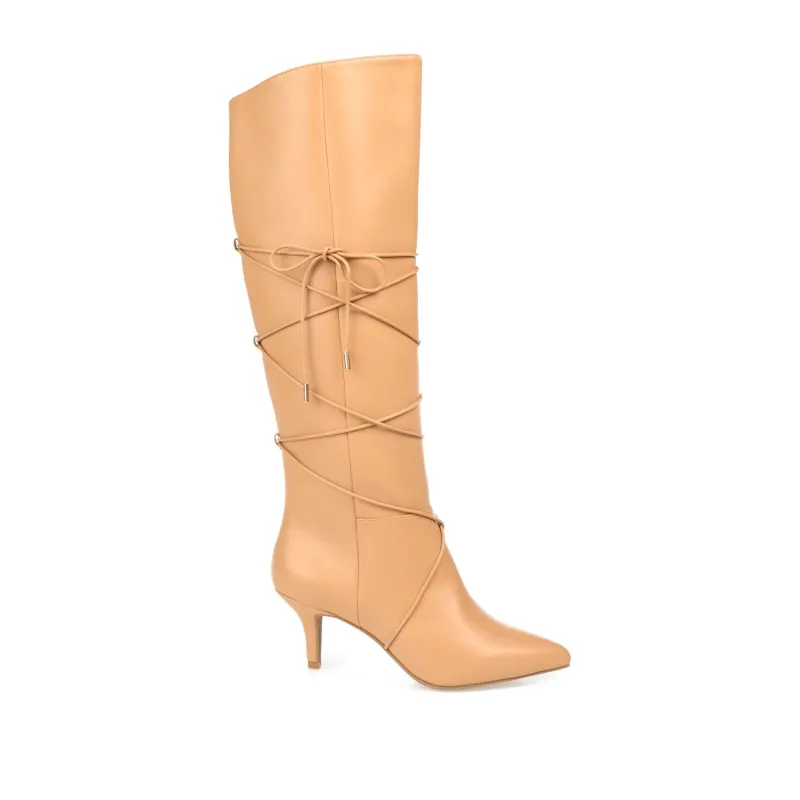 KAAVIA HEELED BOOTS IN X-WIDE CALF - Tan PU made by Journee Collection