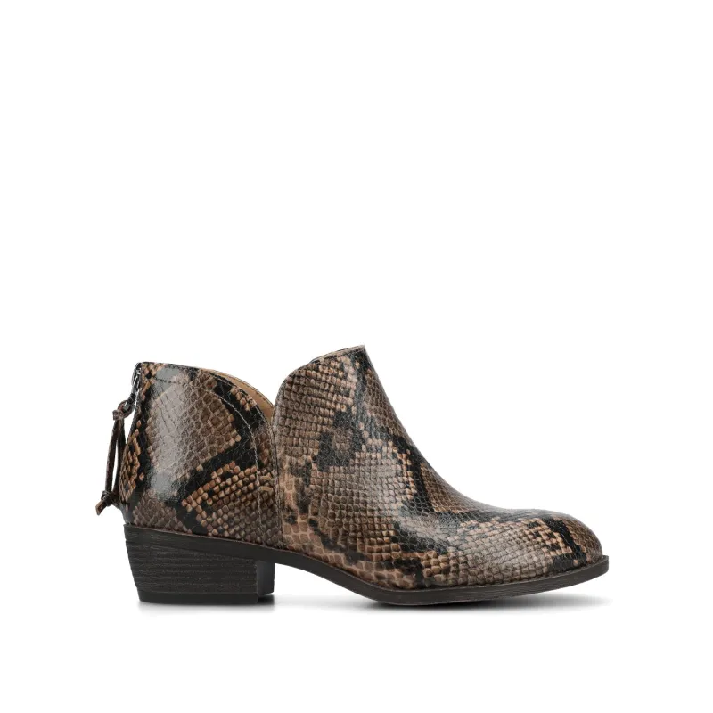 LIVVY ZIP-UP BOOTIES IN WIDE - Brown Snake sold by Journee Collection