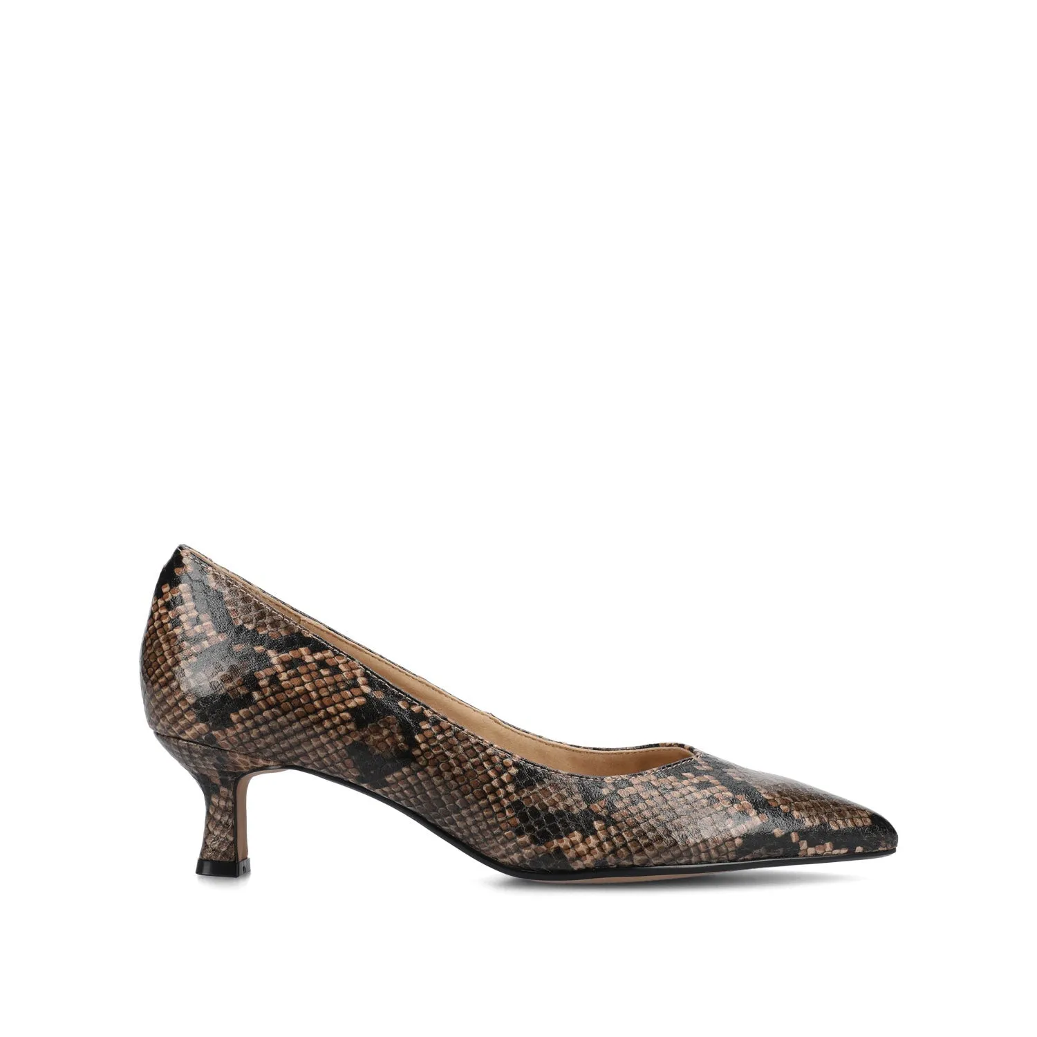 PAMMIE STATEMENT KITTEN HEELS - Brown Snake sold by Journee Collection