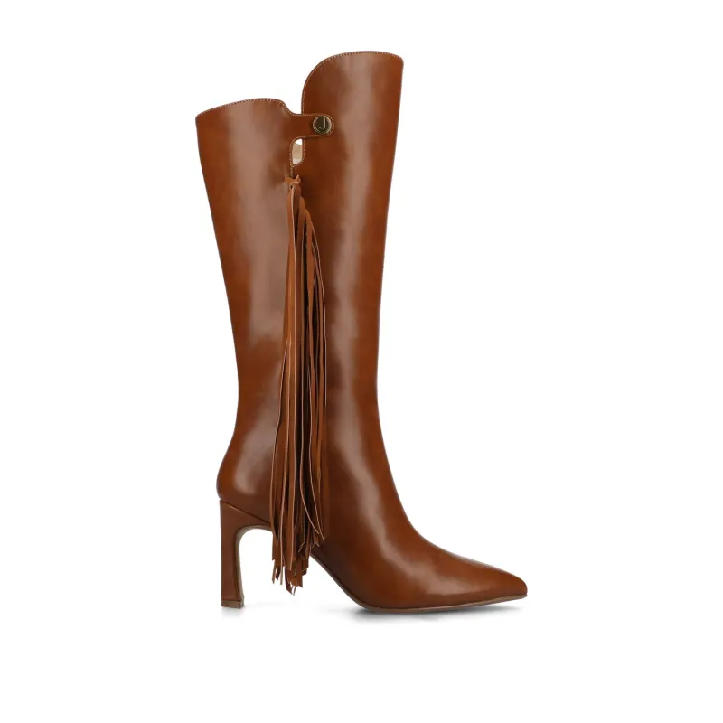 DOLLY KNEE HIGH TASSEL WESTERN BOOTS - Cognac sold by Journee Collection