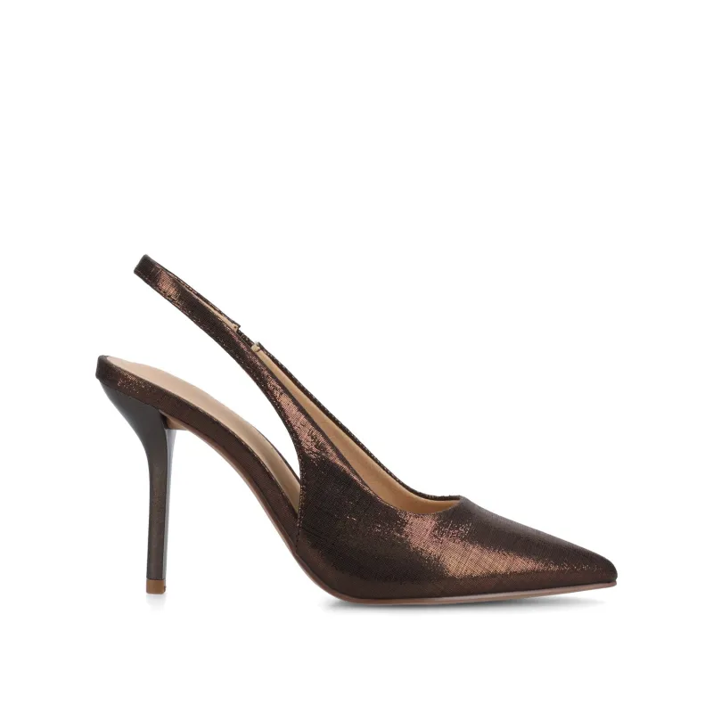 ELENNEY SLINGBACK STILETTO HEELS IN STATEMENT - Chocolate sold by Journee Collection