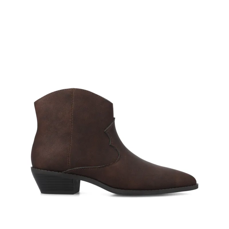 TALIAH WESTERN ANKLE BOOTIES IN WIDE - Vintage Brown made by Journee Collection