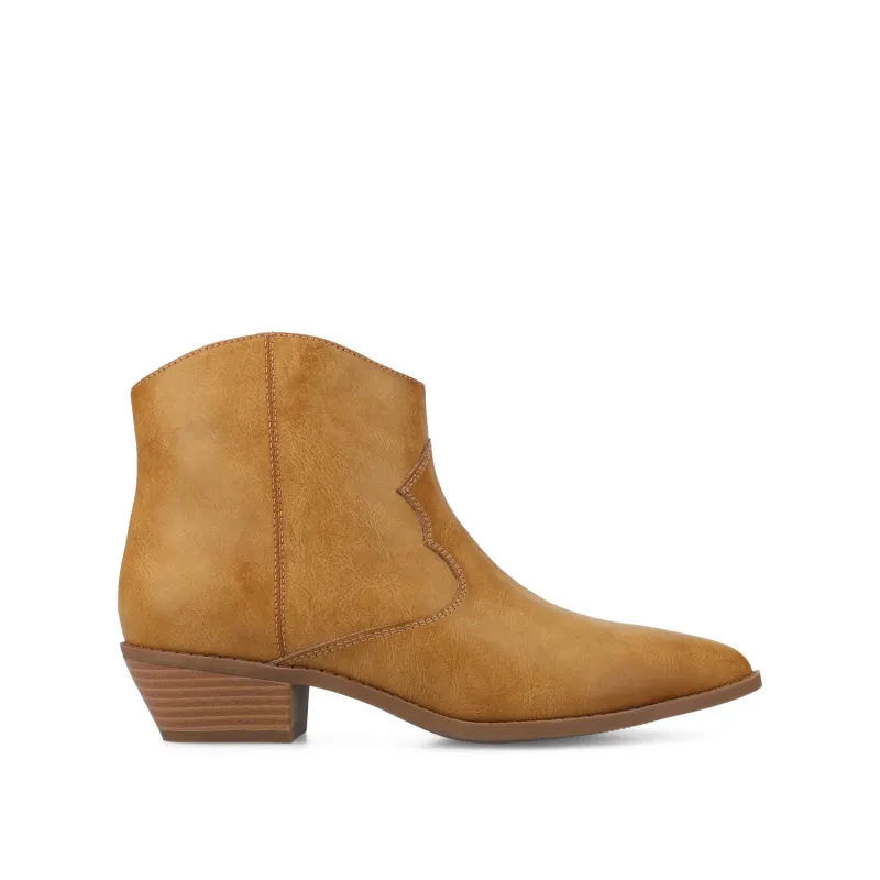 TALIAH WESTERN ANKLE BOOTIES IN WIDE - Tan made by Journee Collection