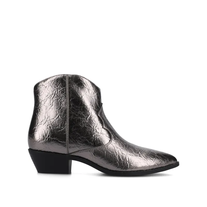 TALIAH WESTERN ANKLE BOOTIES - Pewter made by Journee Collection