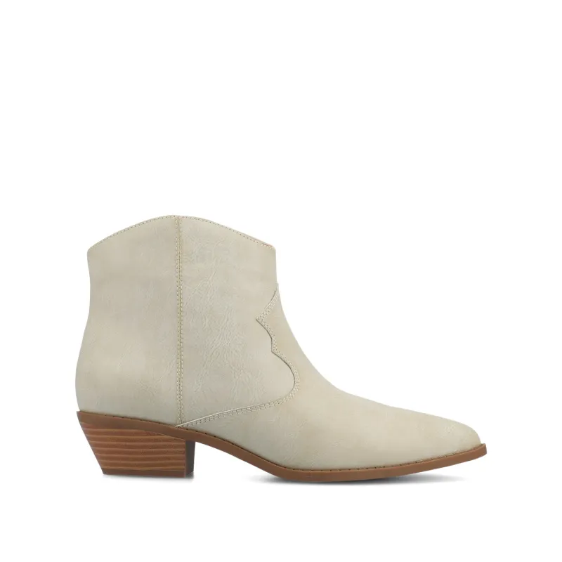 TALIAH WESTERN ANKLE BOOTIES IN WIDE - Bone made by Journee Collection