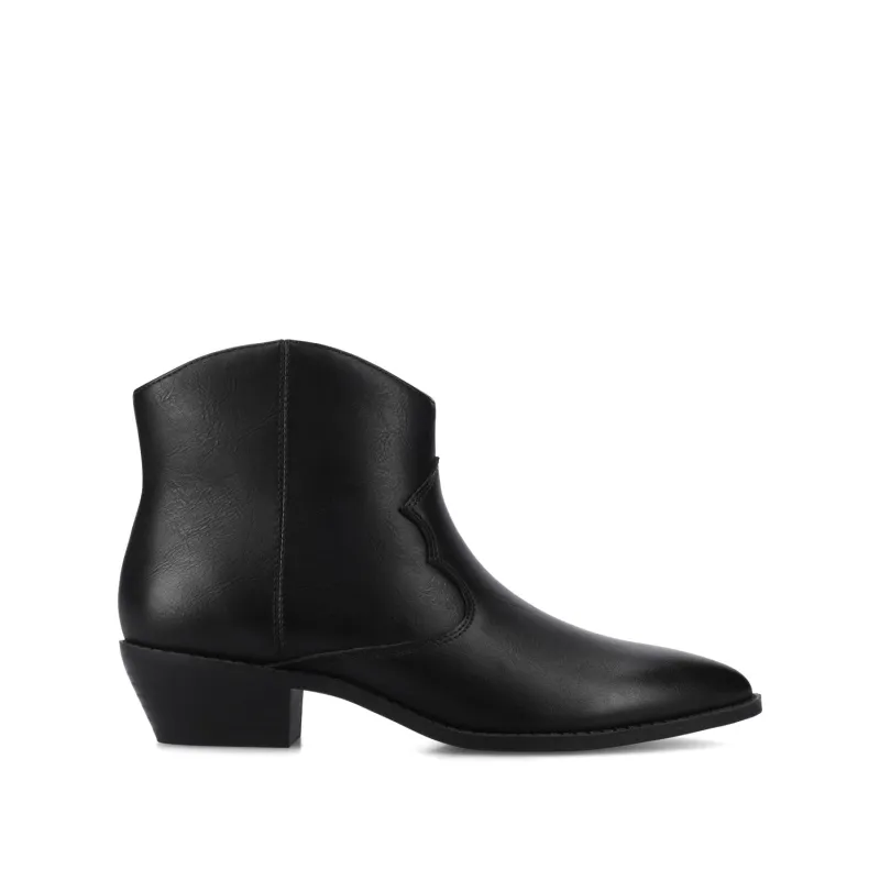 TALIAH WESTERN ANKLE BOOTIES IN WIDE - Black made by Journee Collection