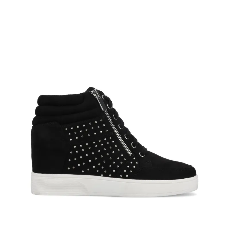 CLARITY HIGH TOP WEDGE SNEAKER - Black Stud made by Journee Collection