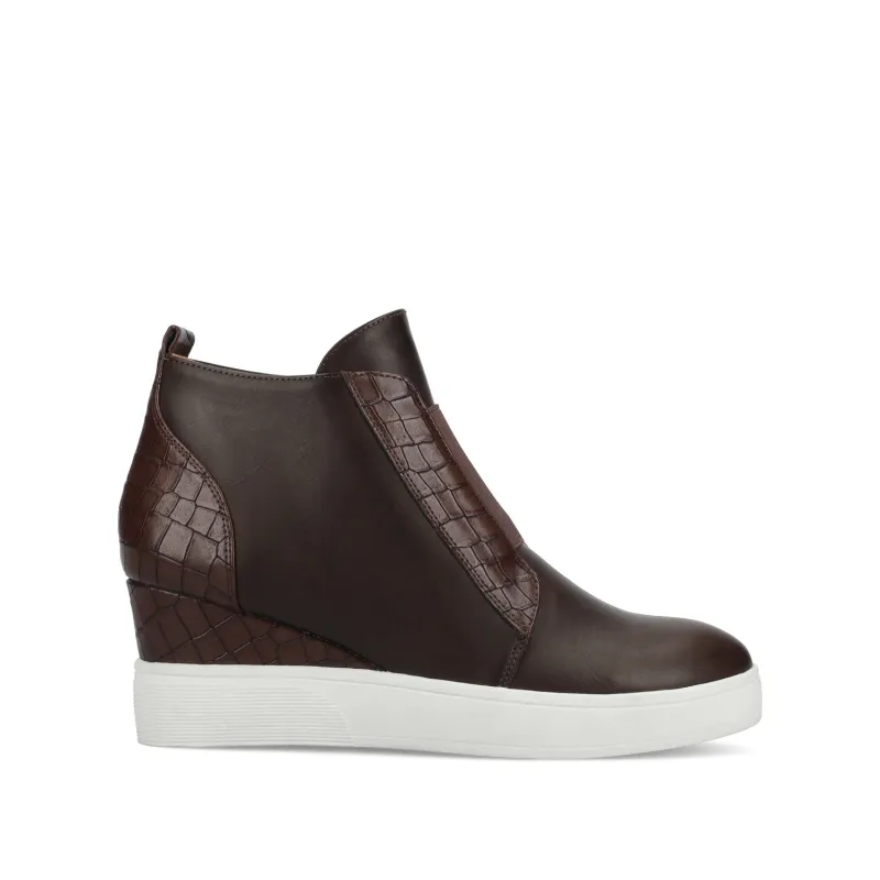 CLARA WEDGE SNEAKERS IN STATEMENT - Chocolate sold by Journee Collection