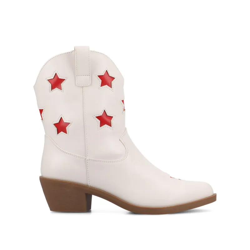 UNDERWOOD WESTERN STAR BOOTIES IN WIDE - White made by Journee Collection