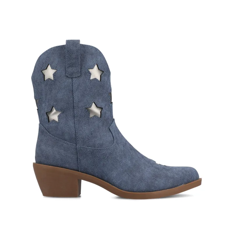 UNDERWOOD WESTERN STAR BOOTIES IN WIDE - Denim sold by Journee Collection