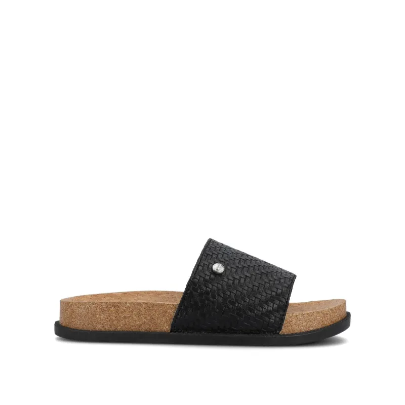 SHEENA SLIP ON BEACH SANDALS - Black sold by Journee Collection