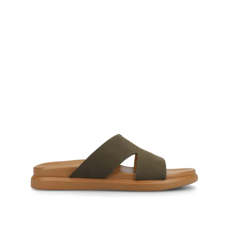 MISEY SINGLE BAND SLIP ON SANDALS - Olive sold by Journee Collection