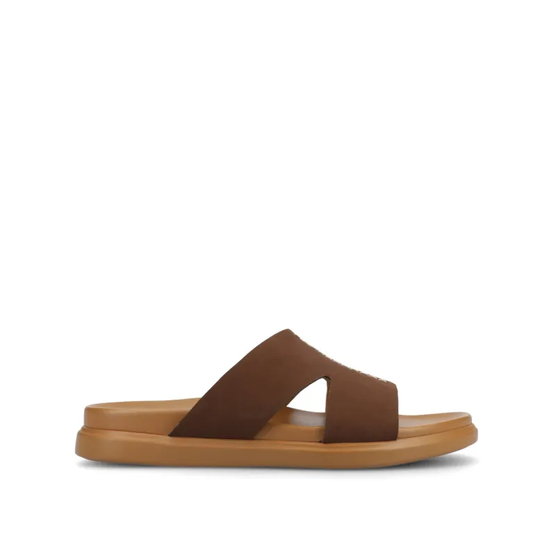 MISEY SINGLE BAND SLIP ON SANDALS - Brown sold by Journee Collection