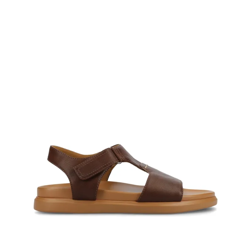 MIRA T-STRAP SANDALS - Brown sold by Journee Collection