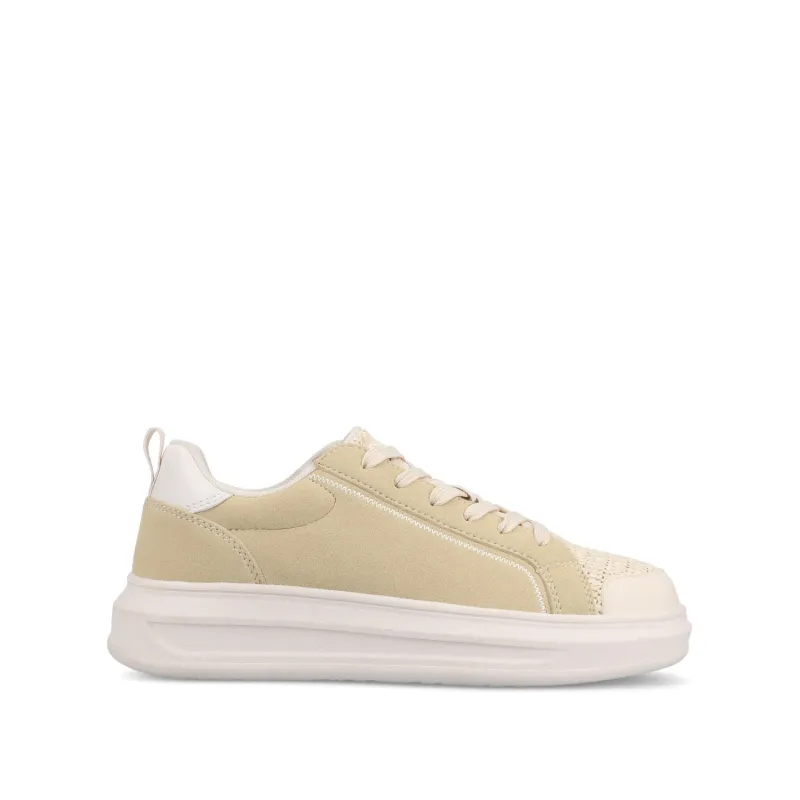 MEEYA CASUAL LACE UP SNEAKERS - Natural made by Journee Collection