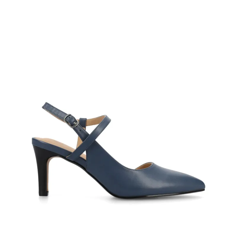 SCIPIO CROSSOVER ANKLE STRAP PUMPS - Navy Nubuck sold by Journee Collection