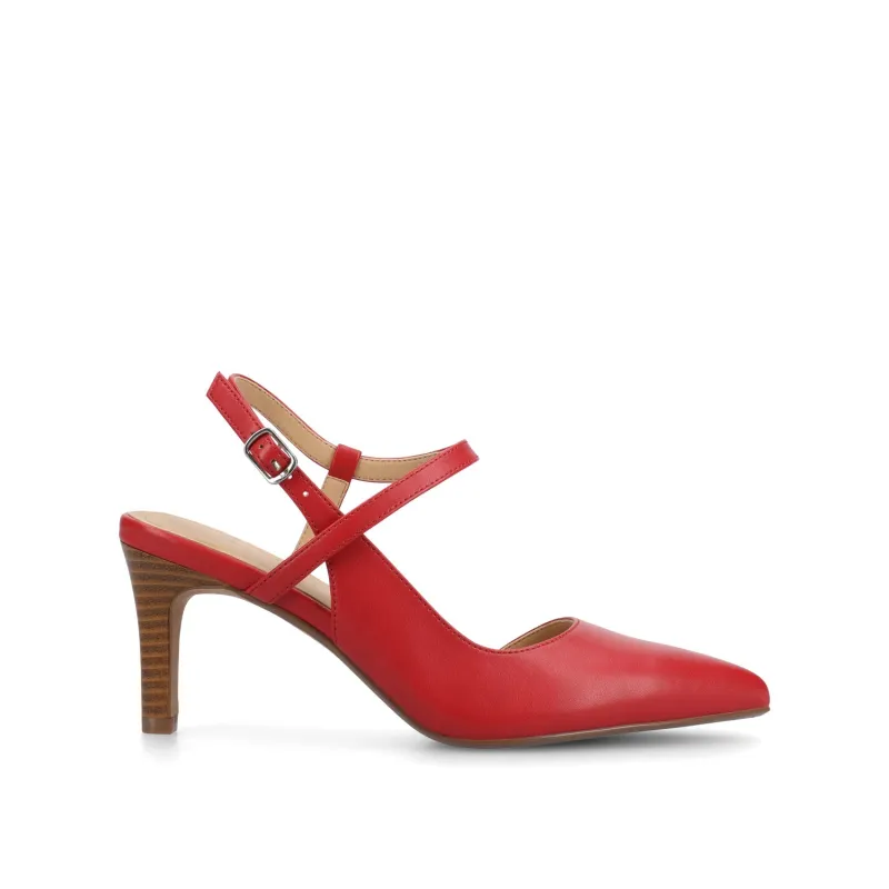 SCIPIO CROSSOVER ANKLE STRAP PUMPS - Red sold by Journee Collection