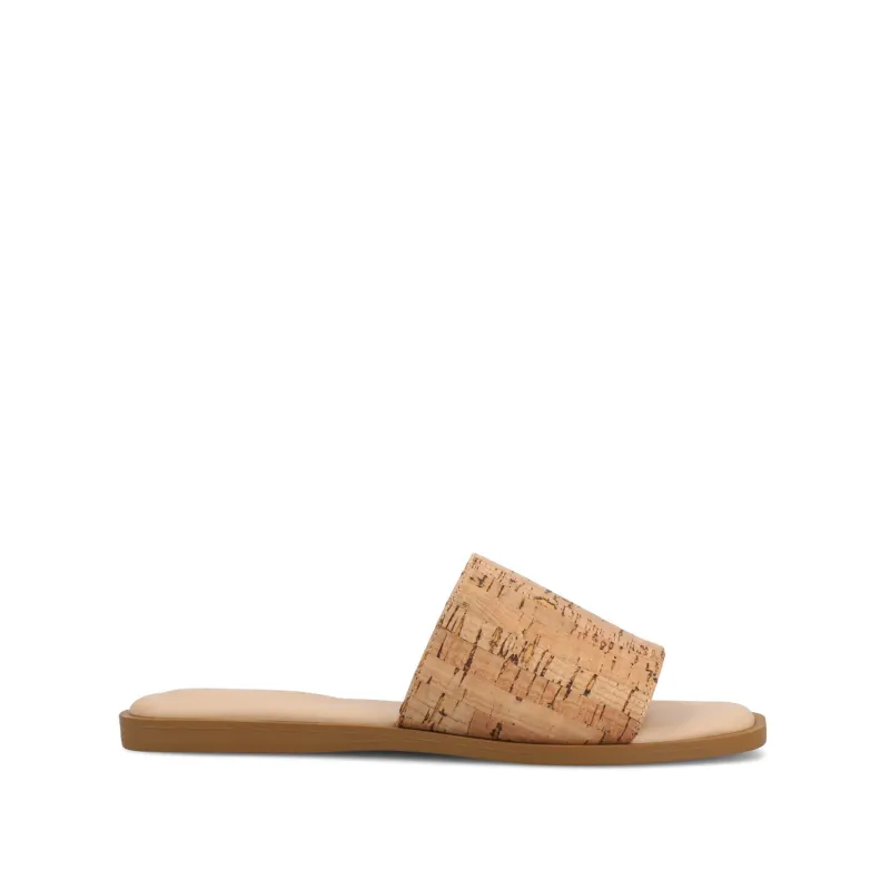 PRISILLA SLIDE SANDALS IN STATEMENT - Cork sold by Journee Collection