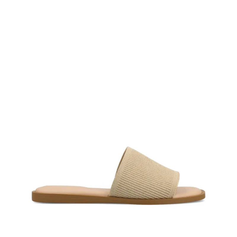 PRISILLA SLIDE SANDALS IN STATEMENT - Champagne sold by Journee Collection
