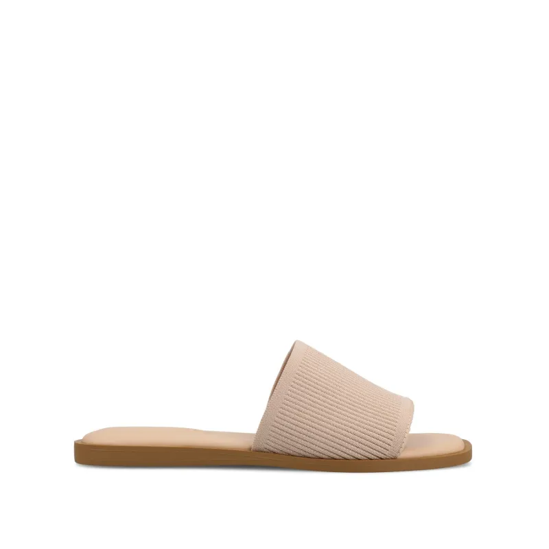 PRISILLA SLIDE SANDALS IN STATEMENT IN WIDE - Blush sold by Journee Collection