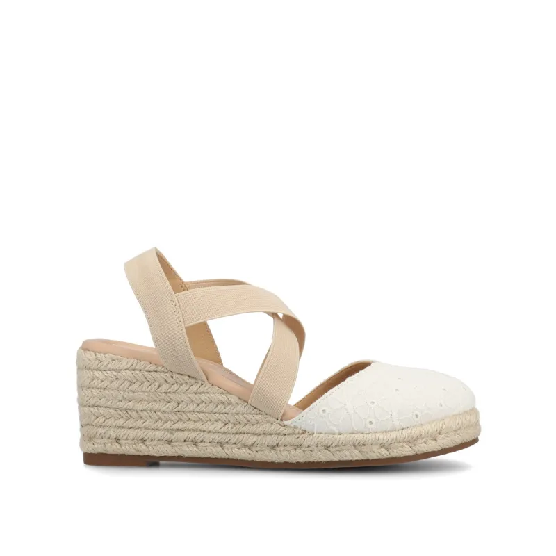 ASHLEE ESPADRILLE WEDGE SANDALS - White made by Journee Collection