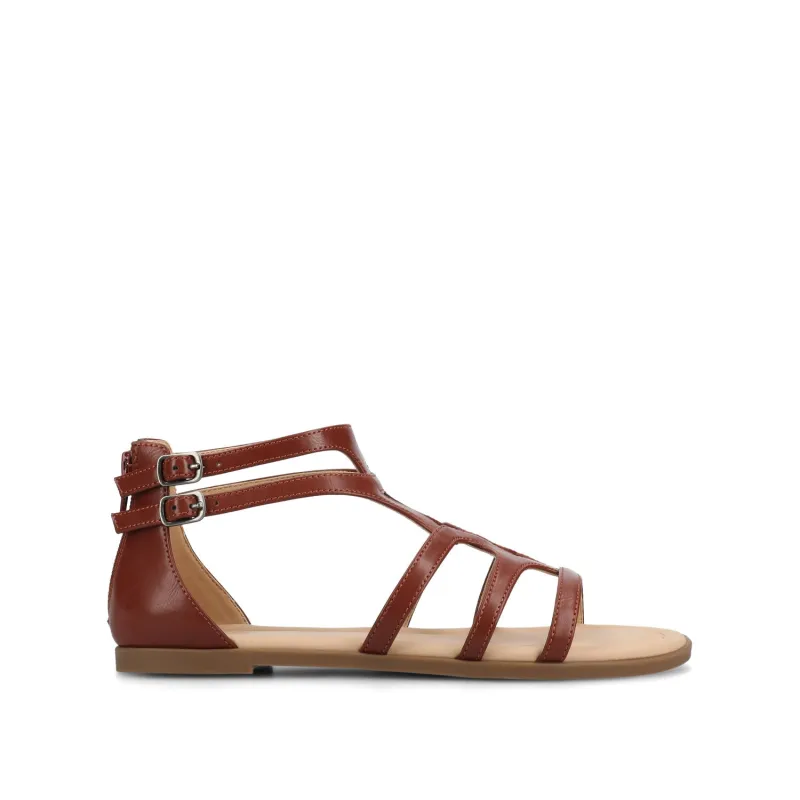 GENNEVA FLAT SANDALS IN WIDE - Brown PU made by Journee Collection