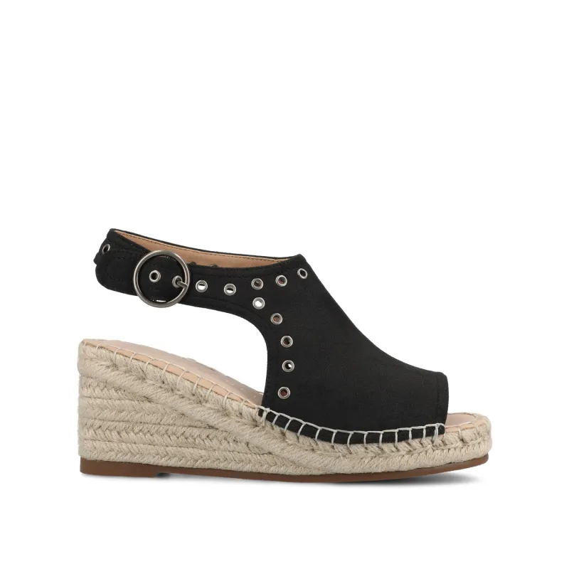 CRISIE ESPADRILLE WEDGE HEELED SANDALS - Black Faux Suede sold by Journee Collection