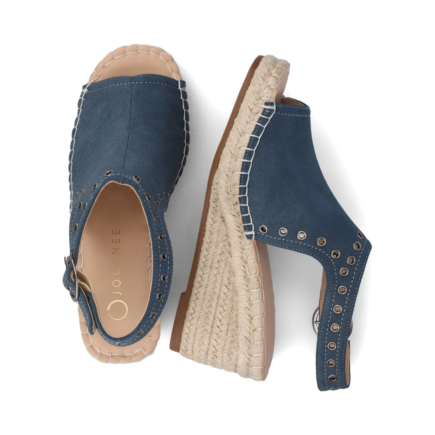 CRISIE ESPADRILLE WEDGE HEELED SANDALS - Navy Faux Suede sold by Journee Collection product image thumbnail 3