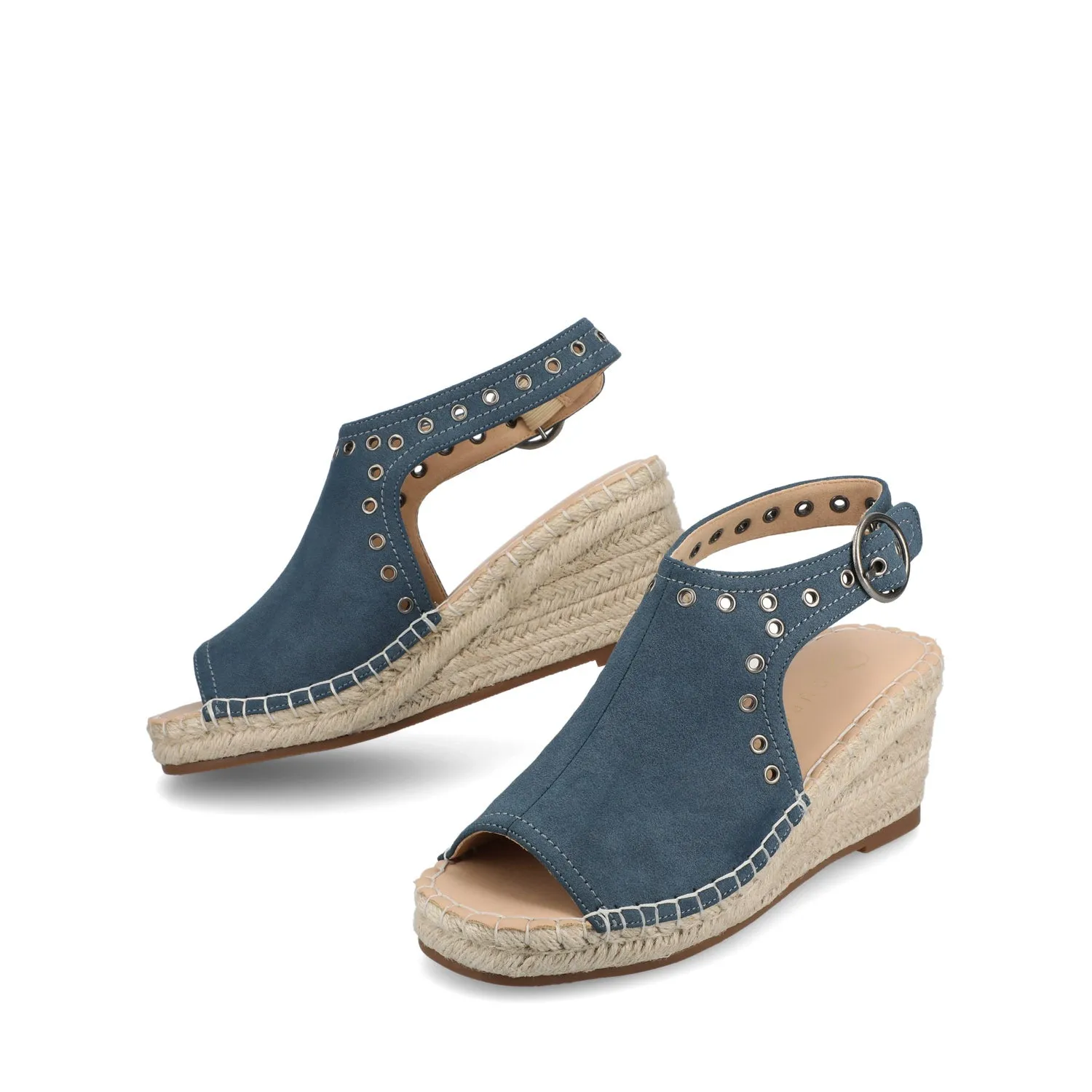CRISIE ESPADRILLE WEDGE HEELED SANDALS - Navy Faux Suede sold by Journee Collection product image thumbnail 2