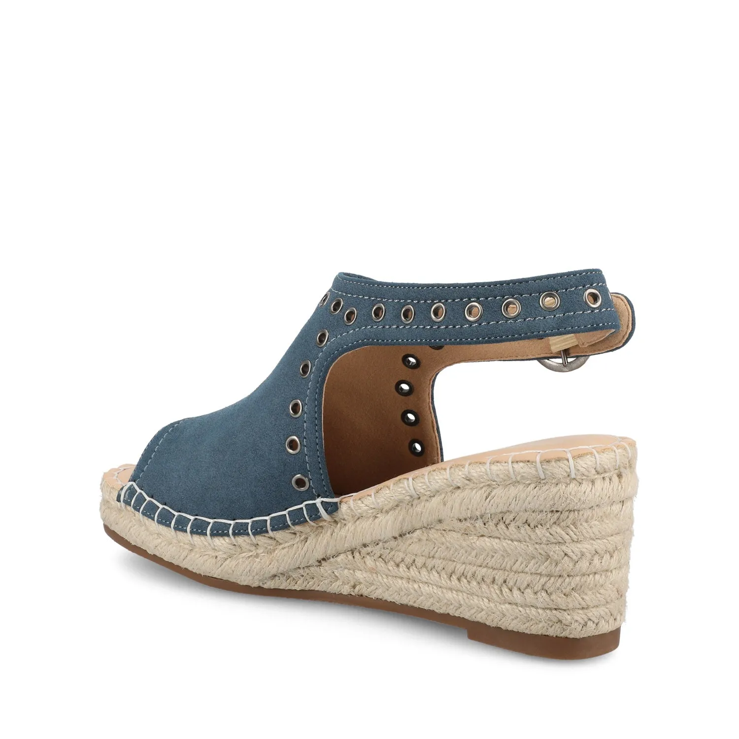 CRISIE ESPADRILLE WEDGE HEELED SANDALS - Navy Faux Suede sold by Journee Collection product image thumbnail 4