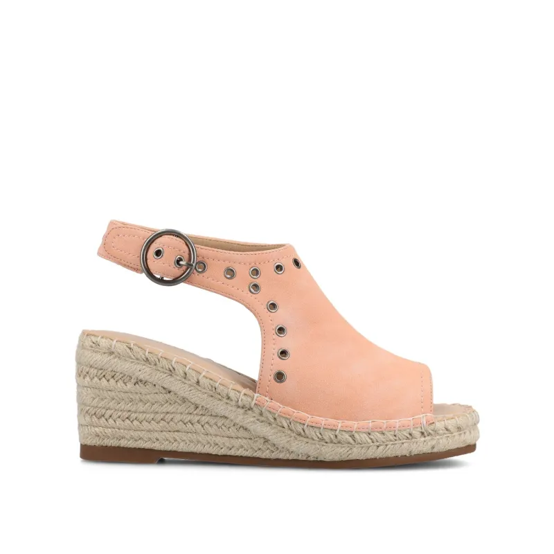 CRISIE ESPADRILLE WEDGE HEELED SANDALS - Pink Faux Suede sold by Journee Collection