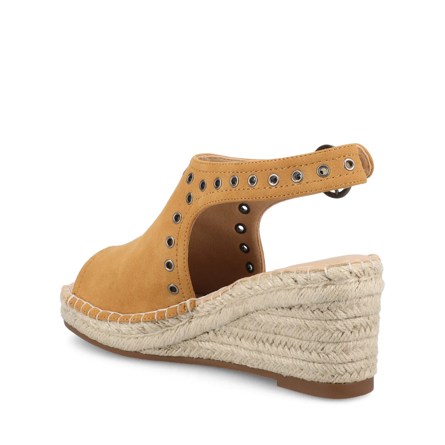 CRISIE ESPADRILLE WEDGE HEELED SANDALS - Cognac Faux Suede sold by Journee Collection product image thumbnail 4