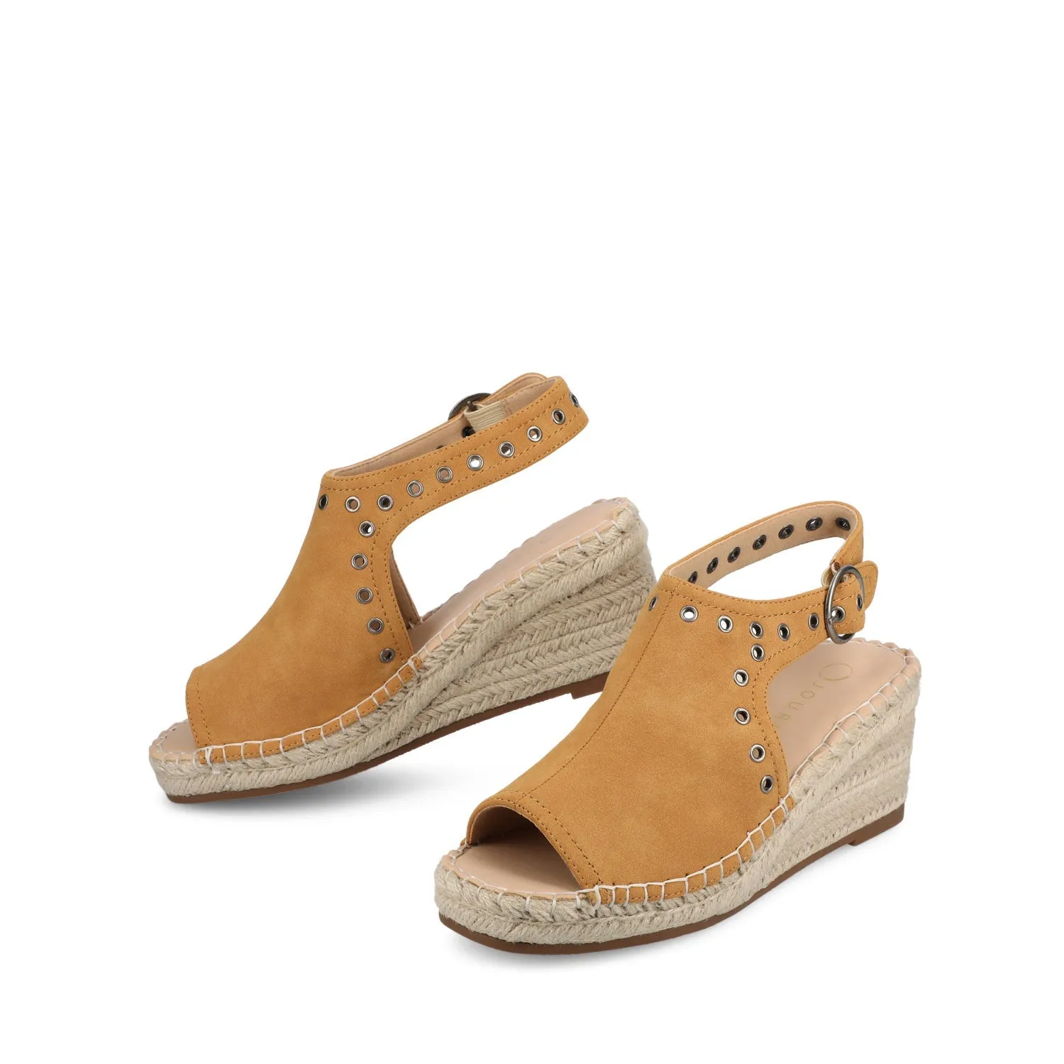 CRISIE ESPADRILLE WEDGE HEELED SANDALS - Cognac Faux Suede sold by Journee Collection product image thumbnail 2
