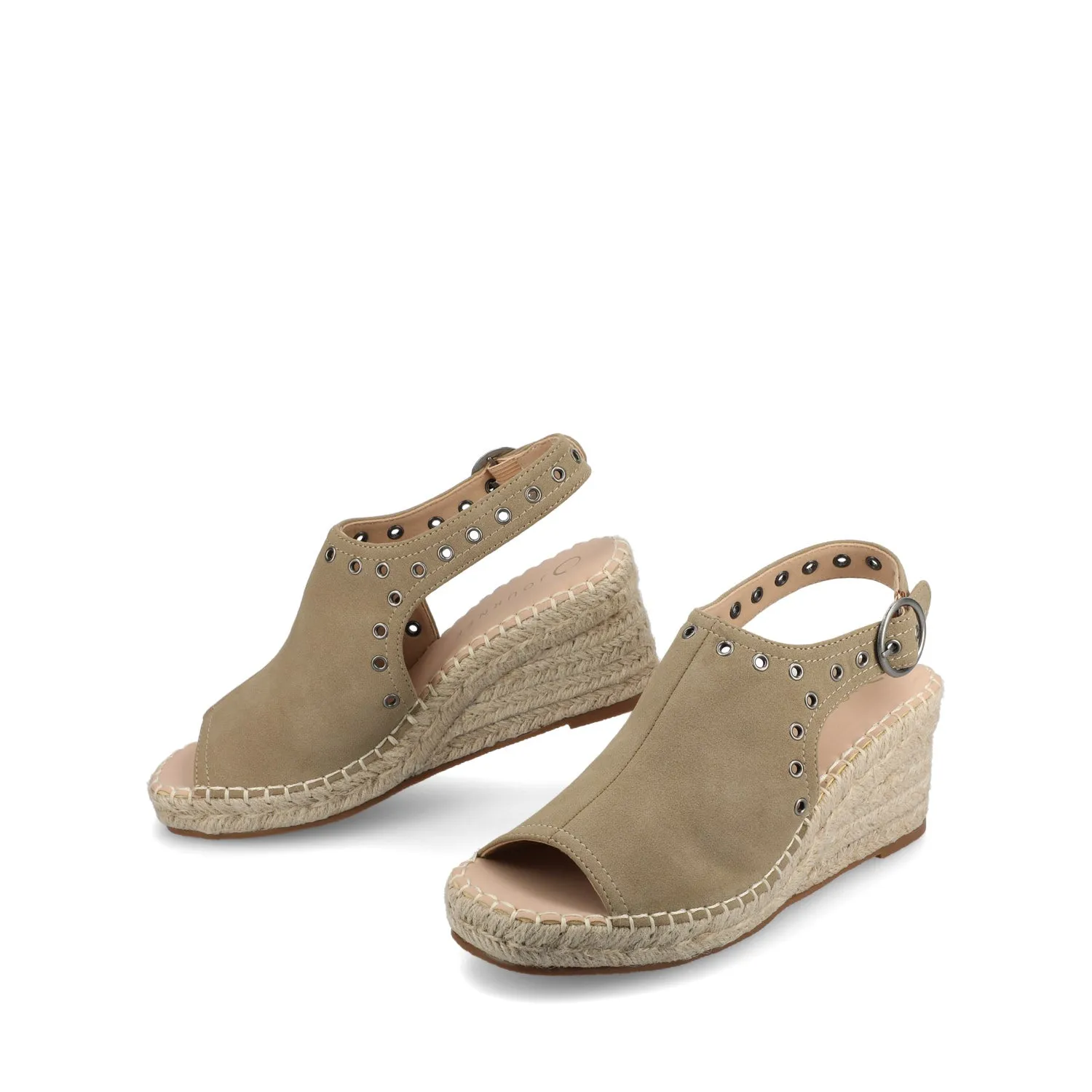 CRISIE ESPADRILLE WEDGE HEELED SANDALS - Taupe Suede sold by Journee Collection product image thumbnail 2