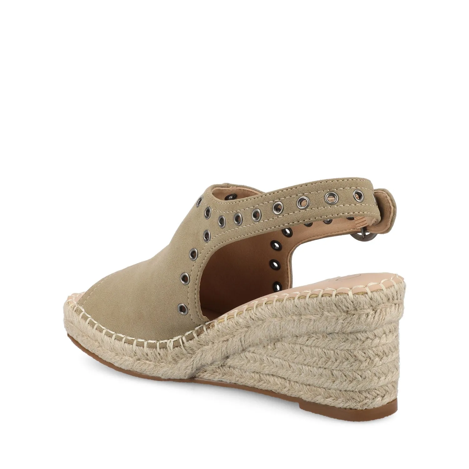 CRISIE ESPADRILLE WEDGE HEELED SANDALS - Taupe Suede sold by Journee Collection product image thumbnail 4